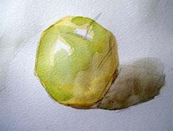 How to paint a yellow apple step by step.