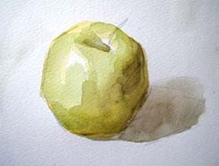 How to paint a yellow apple step by step.