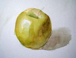 How to paint a yellow apple step by step.