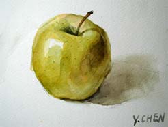 How to paint a yellow apple step by step.