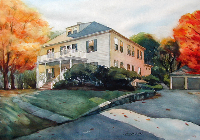 watercolor house portrait painting